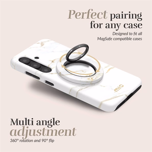 MIO White Marble Magsafe Suojakuori rengaspidikkeellä