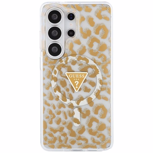 Guess case IML Leopard Print Triangle MagSafe for Samsung Galaxy S26 Ultra brown