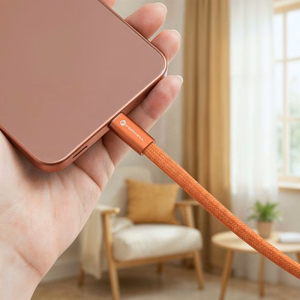 Kaapeli USB-C - USB-C Forcell F-Energy QC4.0 PD 5A 100 W Cafule Flat 1,2 m CCFN23 oranssi