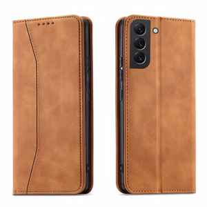 Magnet Fancy Suojakuori Samsung Galaxy S23+:lle lompakkokotelo jalustalla ruskea