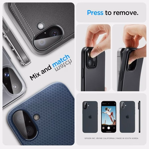 Spigen Optik GLAS.TR Kameransuoja 2-PACK iPhone 16 / 16 Plus:lle - musta