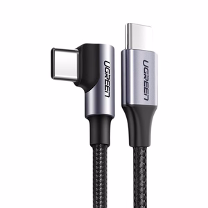Ugreen US255 50125 USB-C (suora) / USB-C (kulma) PD QC -kaapeli 60W 3A 2m - harmaa
