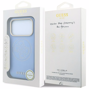 Guess Perforated 4G Gold Logo MagSafe suojakuori mallille iPhone 18 Pro / 17 Pro – väri: vaaleansininen