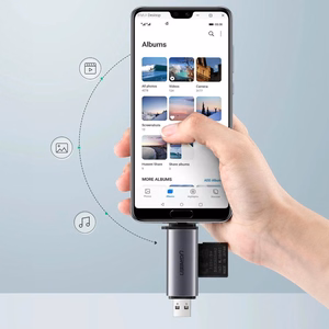 Ugreen CM185 Muistikortinlukija USB-A 3.0/USB-C 3.1 - TF/SD (50706) Harmaa