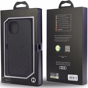 Audi Synthetic Leather Suojakuori iPhone 14 6.1 musta/musta kova kuori AU-TPUPPCIP14-TT/D1-BK