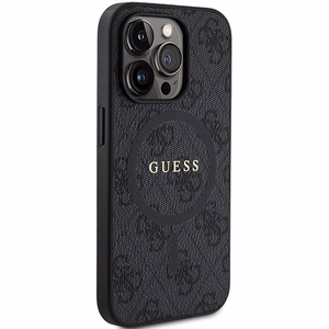 Guess-suojakuori iPhone 15 Pro Max 6,7' GUHMP15XG4GFRK musta HC MAGSAFE PU 4G RING CLASSIC LOGO