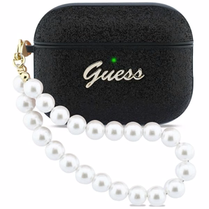 Guess Glitter Pearl Strap Suojakuori AirPods Pro 3:lle - Musta