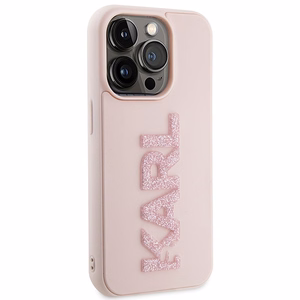 Karl Lagerfeld 3D Rubber Glitter Logo Suojakuori iPhone 15 Pro Max:lle - vaaleanpunainen