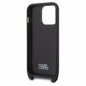 Karl Lagerfeld KLHCP14LSTMMK iPhone 14 Pro 6.1" kovakuori musta/musta Monogram Plaque Logo hihna