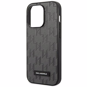 Karl Lagerfeld Saffiano Mono Metal Logo iPhone 14 Pro Max 6.7" Case - Gray