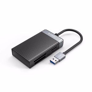 Orico CL4D-A3 muistikortinlukija USB-A 3.0, SD/microSD/CF/MS, 5 Gbps – musta ja hopeanvärinen