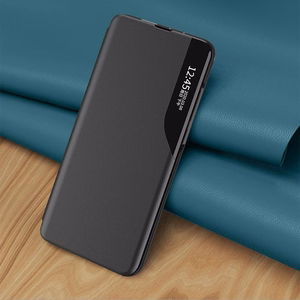 Eco Leather View Case tyylikäs kotelo, jossa on läppä ja jalusta toiminto Samsung Galaxy A73 sininen