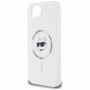 Karl Lagerfeld IML Metal Choupette Head MagSafe Alkuperäinen Pussi iPhone 17e/16e:lle - Valkoinen