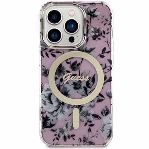 Guess GUHMP14XHCFWSP iPhone 14 Pro Max 6.7 vaaleanpunainen/vaaleanpunainen suojakuori Flower MagSafe