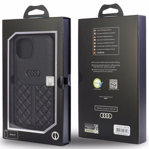 Audi Genuine Leather Suojakuori iPhone 11 / Xr 6.1 musta/musta kova kuori AU-TPUPCIP11R-Q8/D1-BK
