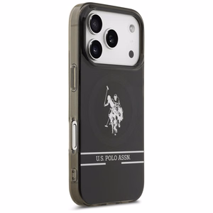 US Polo DH and Bottom Stripe Logo MagSafe Suojakuori iPhone 17 Pro:lle - Musta