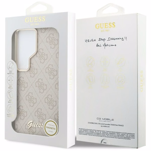 Guess suojakuori 4G Script MagSafe Samsung Galaxy S26 Ultra:lle pinkki