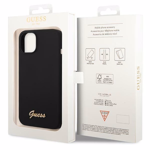 Guess GUHCP14MSLSMK iPhone 14 Plus 6.7 "musta / musta kova kotelo Silikoni Vintage Gold Logo