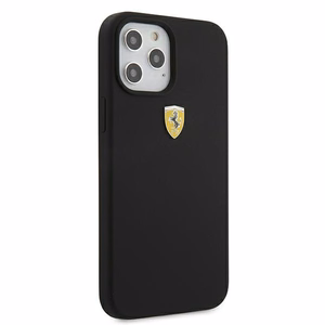Ferrari FESSIHCP12LBK iPhone 12 Pro Max 6.7" musta/musta kovakotelo On Track Silikoni