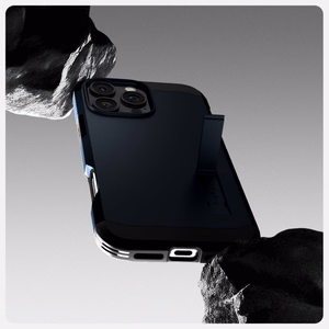 Spigen Tough Armor MagSafe Suojakuori jalustalla iPhone 16 Pro Max:lle - tummanharmaa