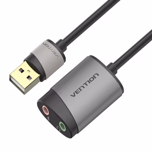 External USB Sound Card Vention CDKHB, TRS 3.5mm, 0.15m (gray)