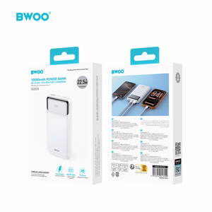 BWOO Ultra ohut 22,5 W 10000 mAh varavirtalähde, valkoinen