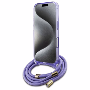Guess Crossbody Cord Script MagSafe suojakuori iPhone 16:lle - violetti