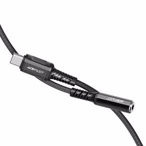 Acefast äänikaapeli USB Type C - 3,5mm mini jack (naaras) 18cm, DAC, AUX musta (C1-07 musta)