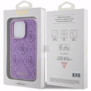 Guess Suojakuori iPhone 15 Pro 6,1:lle GUHCP15LP4EPMU vaalea violetti HC PU Quilted 4G Classic