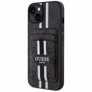 Guess 4G Stripes suojakuori MagSafe-lompakolla iPhone 15:lle - musta