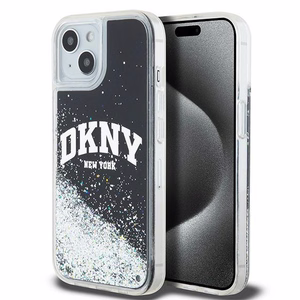 DKNY suojakuori iPhone 15 6,1' HC DKHCP15SLBNAEK musta HC nestemäiset kimalteet kaarilogolla