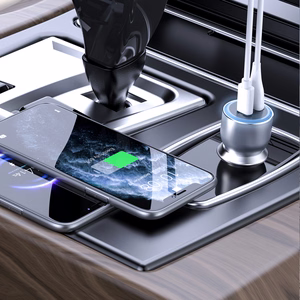 Dudao R4Ultra 120W Power Delivery Quick Charge LED autolaturi USB-A USB-C - harmaa