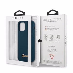 Guess GUHCP12LLSLMGBL iPhone 12 Pro Max 6.7" sininen/sininen kovakotelo Metalli Logo Script