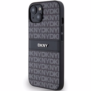 DKNY Nahkainen Mono Stripe & Metal Logo Suojakuori iPhone 15/14/13:lle - musta