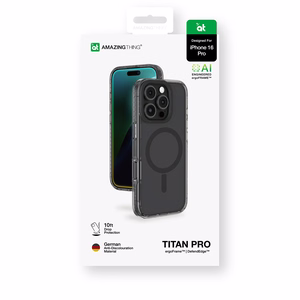 AmazingThing Titan Pro Mag suojakuori magneettirenkaalla iPhone 16 Pro - musta