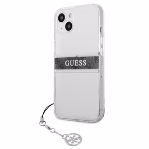 Guess GUHCP13SKB4GGR iPhone 13 mini 5.4" läpinäkyvä kovakotelo 4G harmaa hihna Charmi