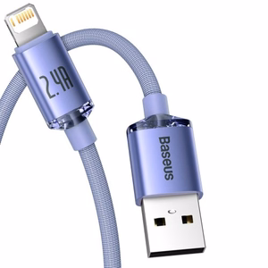 Baseus Crystal Shine USB - Lightning kaapeli 1,2 m 2,4A (violetti) CAJY000005