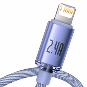 Baseus Crystal Shine USB - Lightning kaapeli 1,2 m 2,4A (violetti) CAJY000005