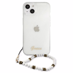 Guess GUHCP13SKPSWH iPhone 13 mini 5.4" läpinäkyvä kovakotelo Valkoinen helmi