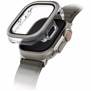 Uniq Voute Suojakuori karkaistulla lasilla Apple Watch Ultra 49 mm:lle - Hopeinen