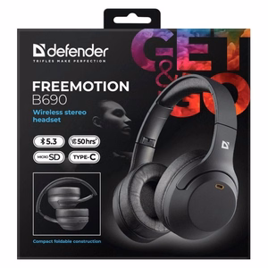 KUULOKKEET Defender BLUETOOTH FREEMOTION B690 MUSTA