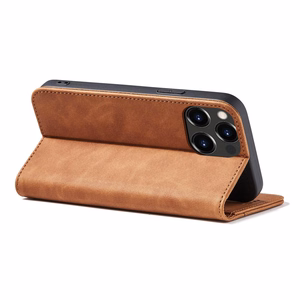 Magneetti Fancy Case Kotelo iPhone 13 Pro Max pussi kortti lompakko kortin haltija Brown