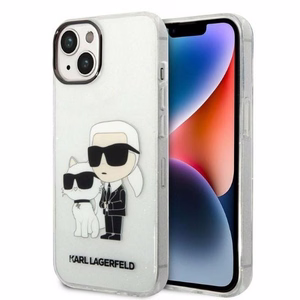 Karl Lagerfeld Glitter Karl&Choupette suojakuori iPhone 14 Plus:lle - läpinäkyvä