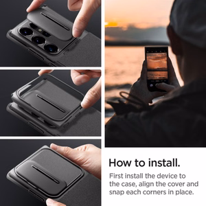 Spigen Optik Armor suojakuori Samsung Galaxy S24 Ultra:lle musta