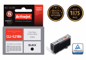 Activejet ACC-521BN – musta mustekasetti, korvaa tuotteen Canon CLI-521BK, 10 ml, Supreme
