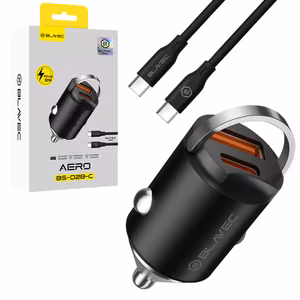 Blavec autolaturi BS-02B-C Aero - USB + Type C - QC 3.0 18W PD 30W ja Type C - Type C -kaapeli (CCBS02BCA-UCB) musta