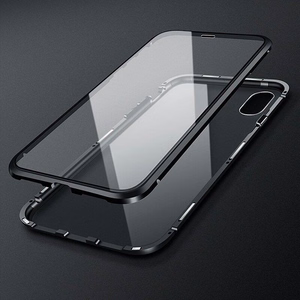Wozinsky Full Magnetic Case Full Body etu- ja takakuori sisäänrakennettu lasi Vivo X60 musta läpinäkyvä musta läpinäkyvä