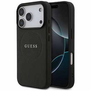 Guess Grained Ring MagSafe Suojakuori iPhone 17 Pro:lle - Musta