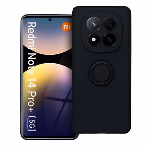 Silikoninen Suojakuori Renkaalla Xiaomi Redmi Note 14 PRO PLUS 5G:lle musta