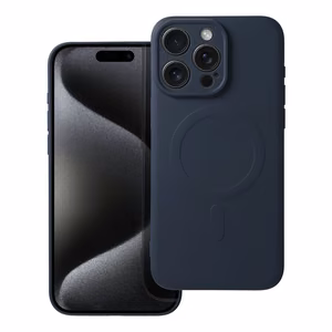 Silikoninen Mag Cover iPhone 15 PRO MAX:lle yhteensopiva MagSafen kanssa titaanisininen